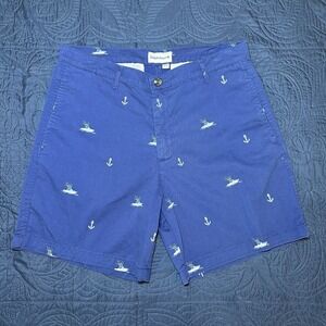 Saddlebred Mens (34) Classic Fit Flat Front Chino Shorts AOP Fishing Boat Anchor